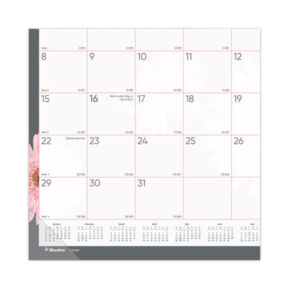 Monthly Desk Pad Calendar, Pink Daisy Artwork, 22 X 17, Pink/white Sheets, Black Binding, 12-month (jan To Dec): 2026