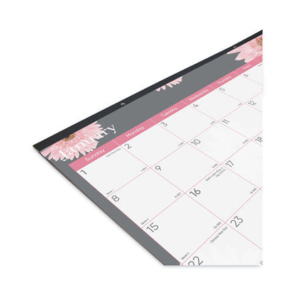 Monthly Desk Pad Calendar, Pink Daisy Artwork, 22 X 17, Pink/white Sheets, Black Binding, 12-month (jan To Dec): 2026