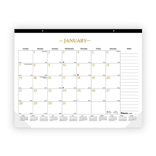 Gold Collection Monthly Desk Pad Calendar, 22 X 17, White/gold Sheets, Black Headband, 12-month (jan To Dec): 2026