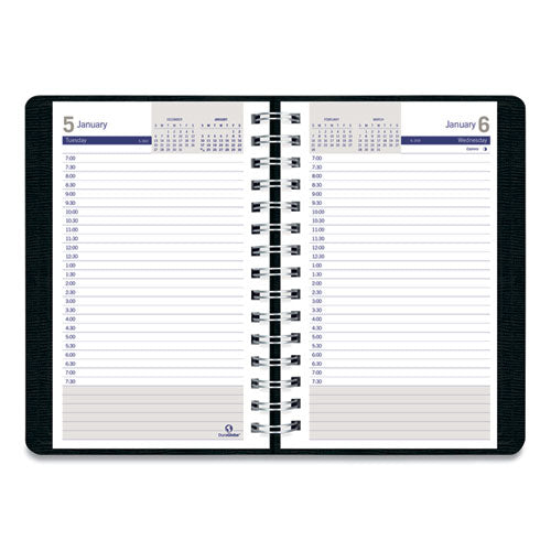 Duraglobe Daily Planner, 30-minute Appointments, 8 X 5, Black Soft Cover, 12-month (jan To Dec): 2026