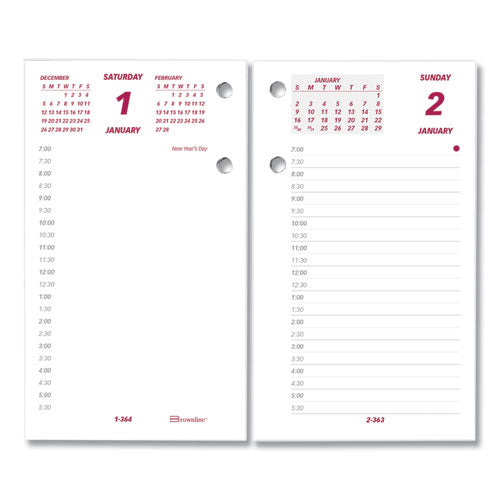Daily Calendar Pad Refill, 6 X 3.5, White/burgundy/gray Sheets, 12-month (jan To Dec): 2026