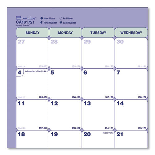 Academic 13-month Binder-insertable Desk Pad Calendar, 11 X 8.5, White/blue/green Sheets, 13-month: July 2025 To July 2026