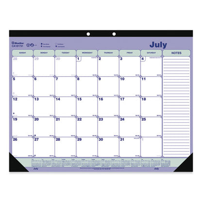 Academic 13-month Desk Pad Calendar, 21.25 X 16, White/blue/green Sheets, Black Headband, 13-month: July 2025 To July 2026