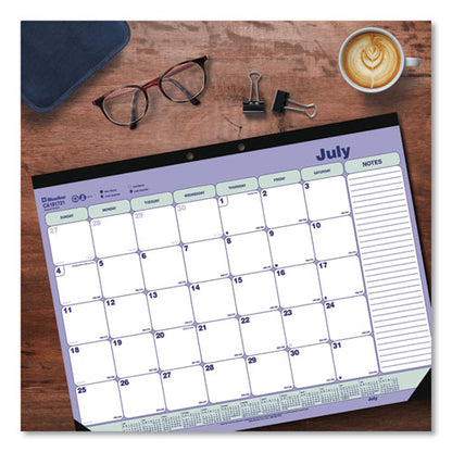 Academic 13-month Desk Pad Calendar, 21.25 X 16, White/blue/green Sheets, Black Headband, 13-month: July 2025 To July 2026