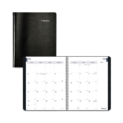 Academic Monthly Planner, 11 X 8.5, Black Cover, 14-month: July 2025 To Aug 2026
