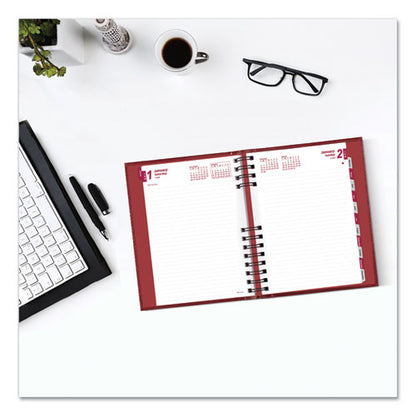 Coilpro Ruled Daily Planner, 8.25 X 5.75, Red Cover, 12-month (jan To Dec): 2026