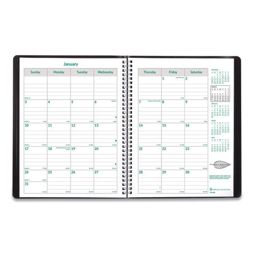 Ecologix Recycled Monthly Planner, Ecologix Artwork, 11 X 8.5, Black Cover, 14-month: Dec 2025 To Jan 2027