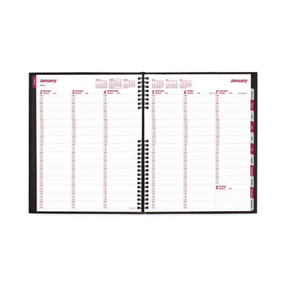 Coilpro Weekly Appointment Book In Columnar Format, 11 X 8.5, Black Lizard-look Cover, 12-month (jan To Dec): 2026
