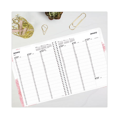 Essential Weekly Appointment Book, Columnar Format, Pink Daisy Artwork, 11 X 8.5, Multicolor Cover, 12-month (jan-dec): 2026