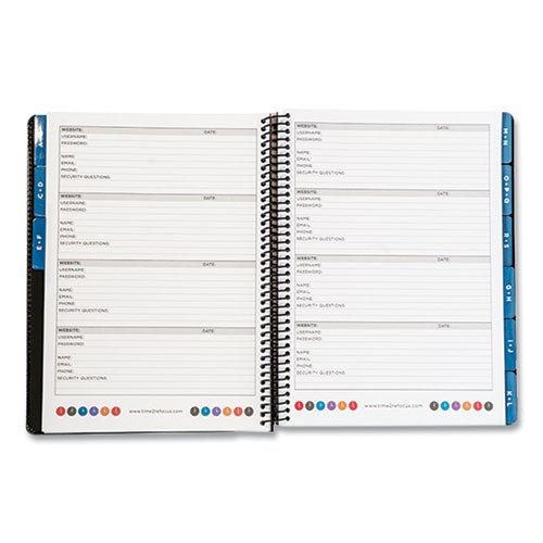 Executive Format Password Log Book, User-name/password Format, Black Cover, (72) 10 X 7.6 Sheets