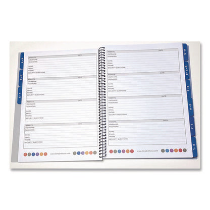 Large Password Log Book, User-name/password Format, Black Cover, (48) 10 X 7.5 Sheets