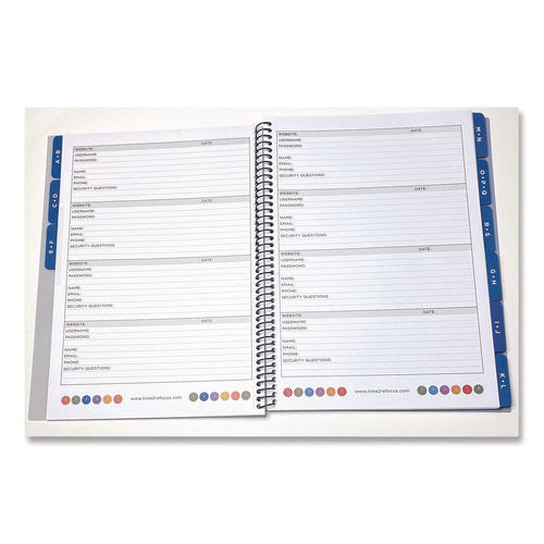 Large Password Log Book, User-name/password Format, Black Cover, (48) 10 X 7.5 Sheets
