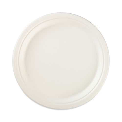 Ecosave Tableware, Plate, Sugarcane, 6.75" Dia, White, 30/pack