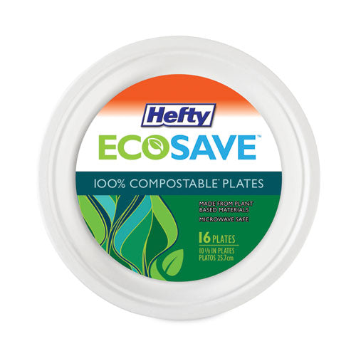 Ecosave Tableware, Plate, Sugarcane, 6.75" Dia, White, 30/pack, 12 Packs/carton