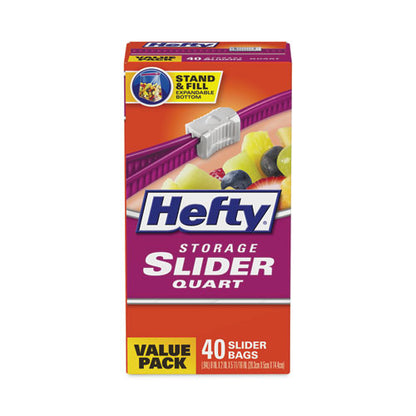 Slider Stand And Fill Food Storage Bags, Quart, 8" X 7", Clear, 40/box