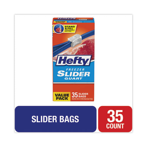 Slider Stand And Fill Freezer Storage Bags, 32 Oz, 7" X 8", Clear, 35/box