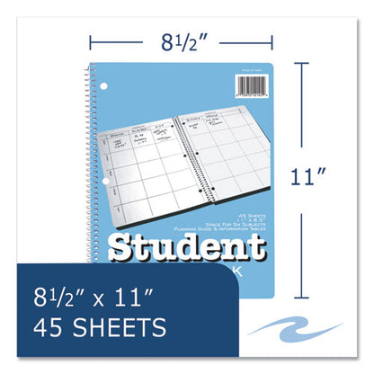 Student Plan Book, Homework/assignment-tracking, 40-weeks: Six-subject Day, Blue/white Cover, (100) 11 X 8.5 Sheets