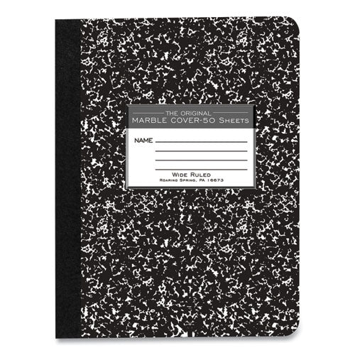 Marble Cover Composition Book, Wide/legal Rule, Black Marble Cover, (50) 9.75 X 7.5 Sheets