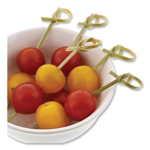 Knotted Bamboo Pick, Paper, 4", Natural, 100/pack, 10 Packs/carton