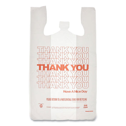 Thank You Bags, Thank You - Have A Nice Day Labeling, Cut-out Handles, 13" X 8" X 23", White/red, 1,000/carton