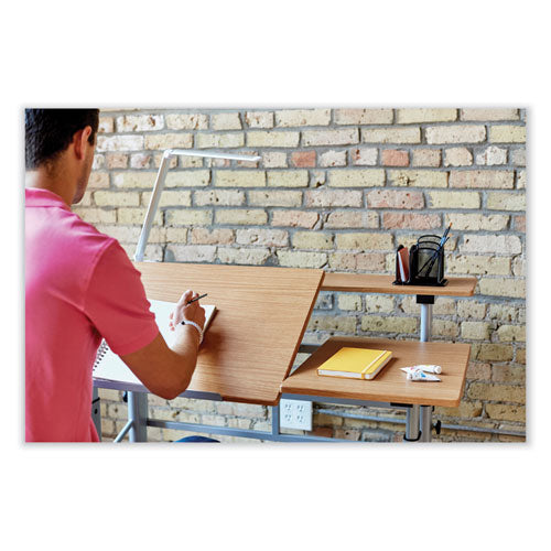 Height-adjustable Split Level Drafting Table, Rectangular/square, 47.25 X 29.75 X 26 To 37.25, Medium Oak