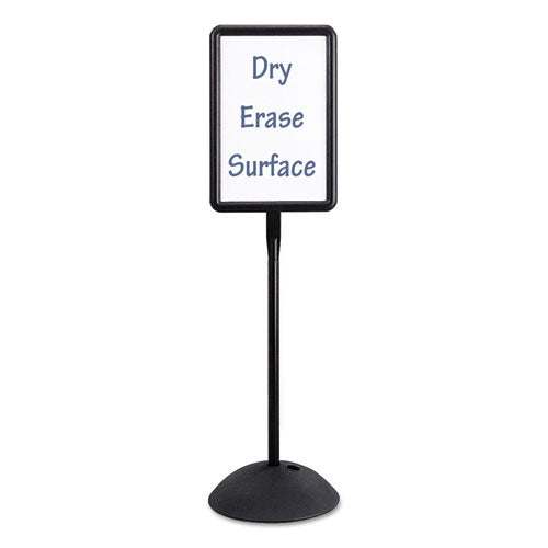Writeway Two-sided Dry Erase Standing Message Sign, White 14.25" X 22.5" Rectangle Surface, Black Frame, 14.25" X 22.5" X 65"