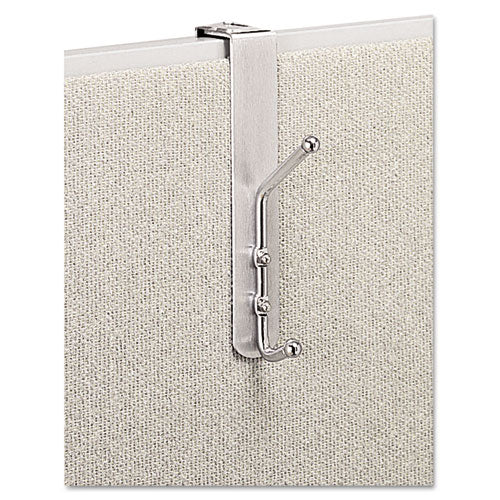 Over-the-panel Double-garment Hook, Satin Aluminum/chrome