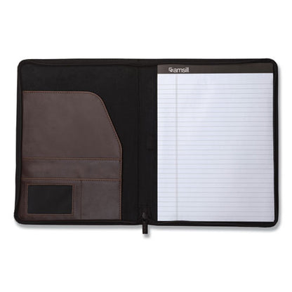Vintage Hardback Zipper Portfolio, Vinyl, Dark Brown, 11 X 8.5