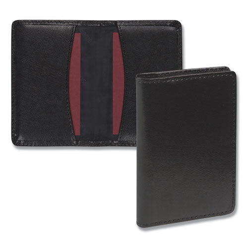 Regal Leather Business Card Wallet, Holds 25 2 X 3.5 Cards, 4.25 X 2.25, Black