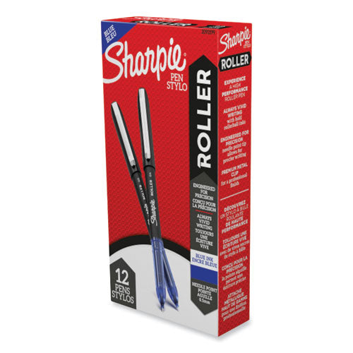 Professional Design Rollerball Pen, Stick, Fine 0.5 Mm, Blue Ink, Black/blue Barrel, Dozen