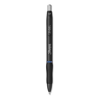 S-gel High-performance Gel Pen, Retractable, Medium 0.7 Mm, Blue Ink, Black Barrel, Dozen