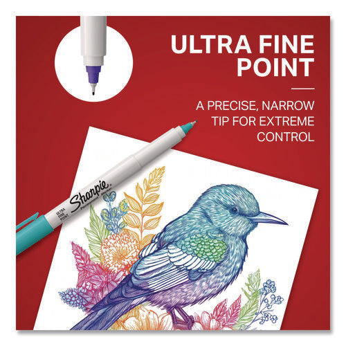 Ultra Fine Tip Permanent Marker, Ultra Fine Needle Tip, Assorted Colors, 24/pack