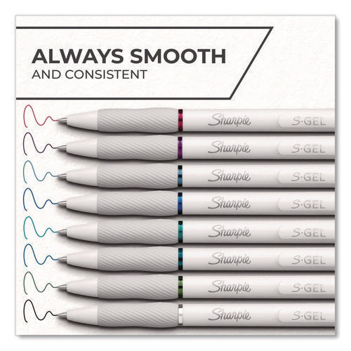 S-gel Fashion Barrel Gel Pen, Retractable, Medium 0.7 Mm, Assorted Ink, White Barrel, 8/pack