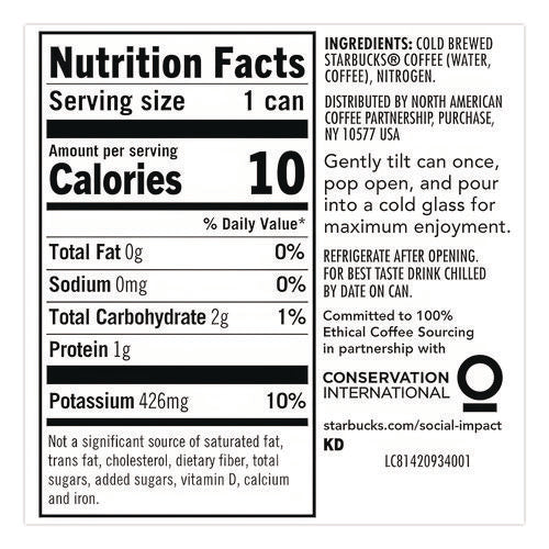 Nitro Cold Brew Coffee, Black Unsweetened, 9.6 Oz Can, 12/carton