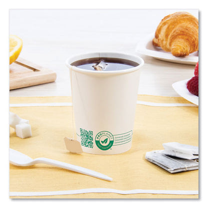 Compostable Paper Hot Cups, 10 Oz, White/green, 1,000/carton