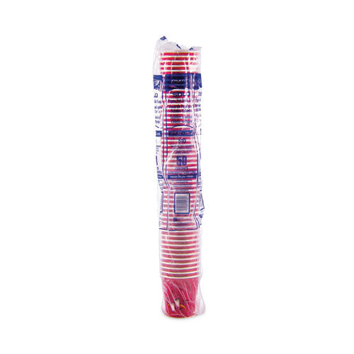 Paper Hot Drink Cups In Bistro Design, 3.54" Diameter X 3.61" H, 10 Oz, Maroon, 1,000/carton