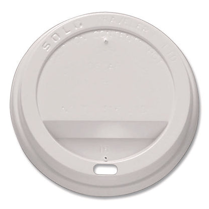 Traveler Hot Cup Lids, Fits 12 Oz To 16 Oz Hot Cups, Plastic, White, 100/pack