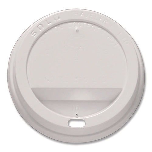 Traveler Hot Cup Lids, Fits 12 Oz To 16 Oz Hot Cups, Plastic, White, 100/pack