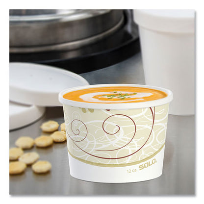 Double Poly Paper Food Containers, 12 Oz, 3.6" Diameter X 3.3" H, Symphony Design, 25/pack, 20 Packs/carton