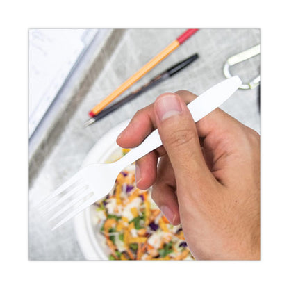 Impress Heavyweight Full-length Polystyrene Cutlery, Fork, Plastic, White, 1,000/carton