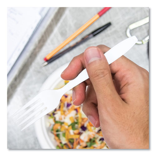 Impress Heavyweight Full-length Polystyrene Cutlery, Fork, Plastic, White, 100/box, 10 Boxes/carton