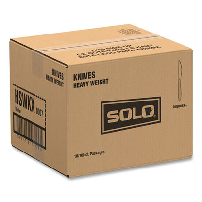 Impress Heavyweight Full-length Polystyrene Cutlery, Knife, Plastic, White, 100/box, 10 Boxes/carton