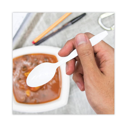 Impress Heavyweight Full-length Polystyrene Cutlery, Spoon, Plastic, White, 1,000/carton