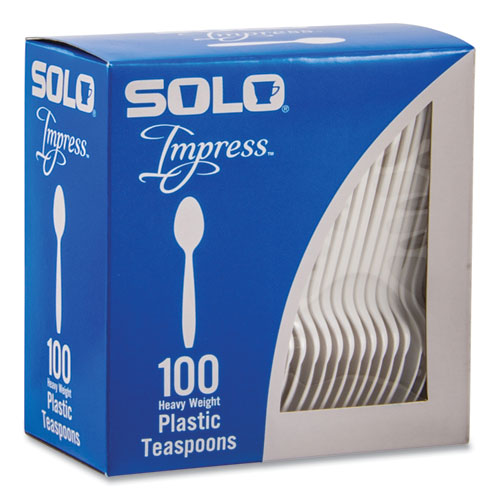 Impress Heavyweight Full-length Polystyrene Cutlery, Spoon, Plastic, White, 100/box, 10 Boxes/carton