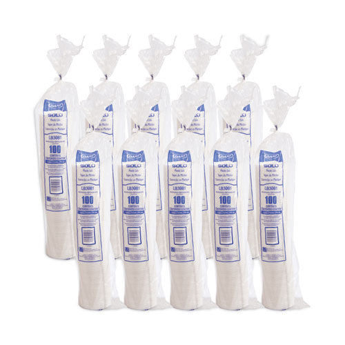 Lift Back And Lock Tab Lids For Paper Cups, Fits 8 Oz Hot Cups, Plastic, White, 100/sleeve, 10 Sleeves/carton