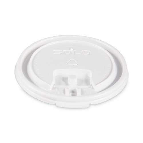 Lift Back And Lock Tab Lids For Paper Cups, Fits 10 Oz Hot Cups, Plastic, White, 100/sleeve, 10 Sleeves/carton