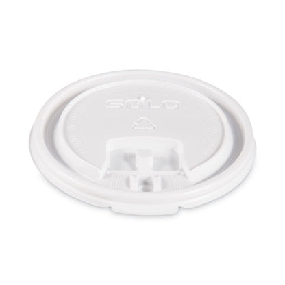 Lift Back And Lock Tab Lids For Paper Cups, Fits 10 Oz Hot Cups, Plastic, White, 100/sleeve, 10 Sleeves/carton