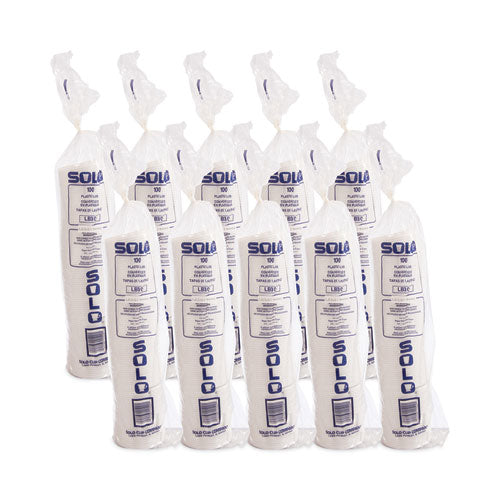 Lift Back And Lock Tab Lids For Paper Cups, Fits 10 Oz Hot Cups, Plastic, White, 100/sleeve, 10 Sleeves/carton