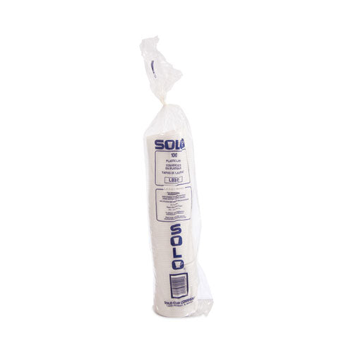 Lift Back And Lock Tab Lids For Paper Cups, Fits 10 Oz Hot Cups, Plastic, White, 100/sleeve, 10 Sleeves/carton