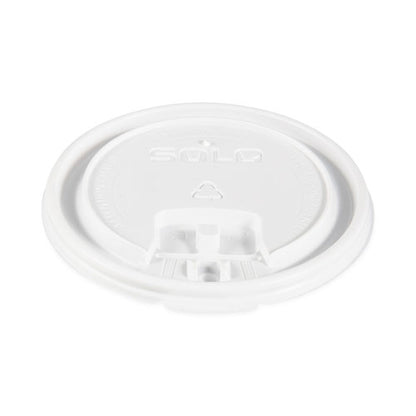 Lift Back And Lock Tab Lids For Paper Cups, Fits 10 Oz To 24 Oz Hot Cups, Plastic, White, 100/sleeve, 10 Sleeves/carton